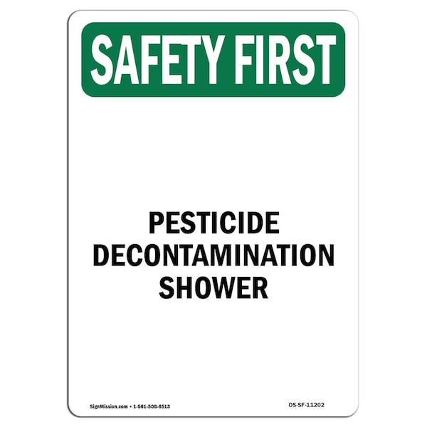 OSHA, 5" Height, Decal, 5" H, Portrait, PK10, Pesticide Decontamination Shower